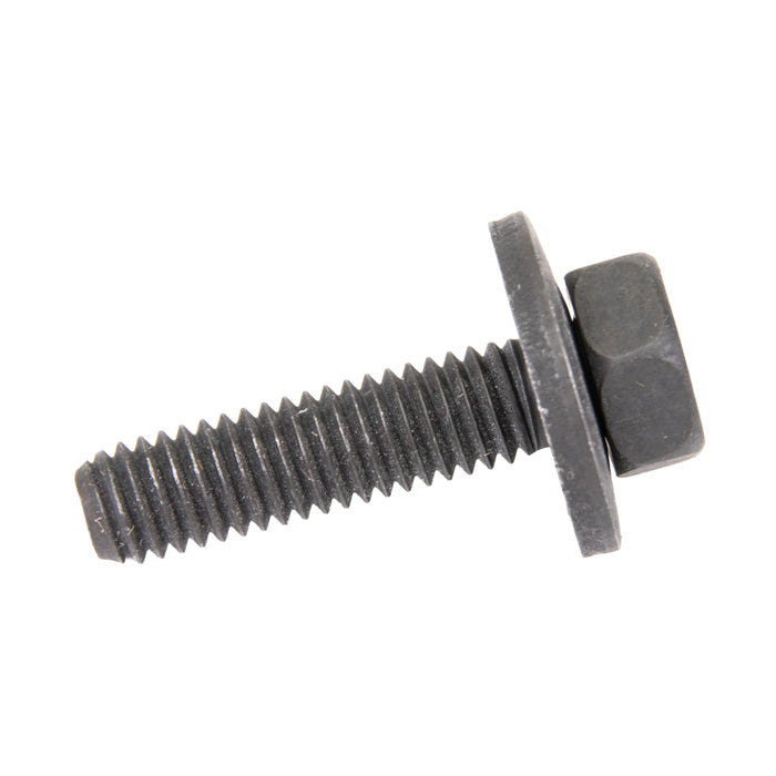 Sems Machine Screw Hex Head, With 17mm OD Flat Washer, 6mm X 1.00 Pitch X 25mm Lgth, Low Carbon Steel, Black Phosphate by Spaenaur Inc.