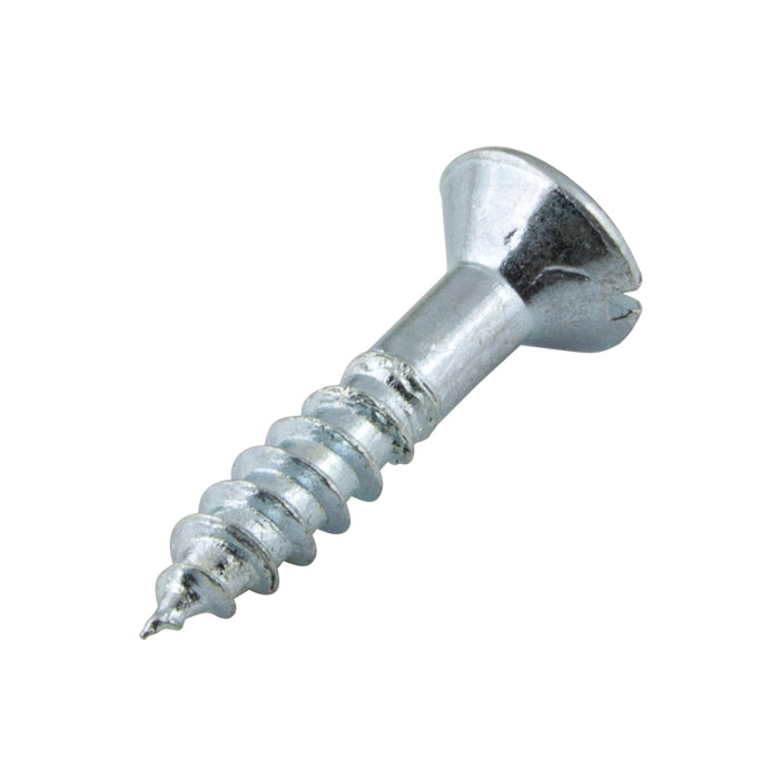 Wood Screw, Flat Head 90° ctsk., Slotted, #10 x 3" Length, Steel Zinc Plated, ASME/ANSI B18.6.1