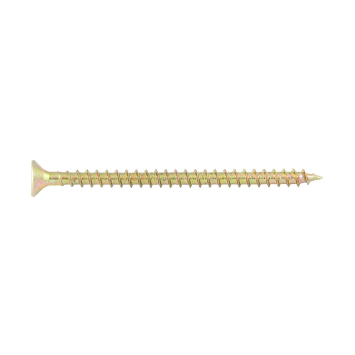 Particle Board Screw, Flat Head, R2 Torx 90° ctsk., 4.0 mm x 45 mm(#8 x 1-3/4"), Steel Yellow Zinc Plated