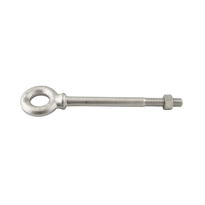 Eye Bolt Shoulder Type W/ Hex Nut, 1/2" x 3-1/4" Shank, 1" Eye ID, 2" Eye OD, 1-1/2" Thread Length, 316 Stainless Steel, forged by Spaenaur Inc.