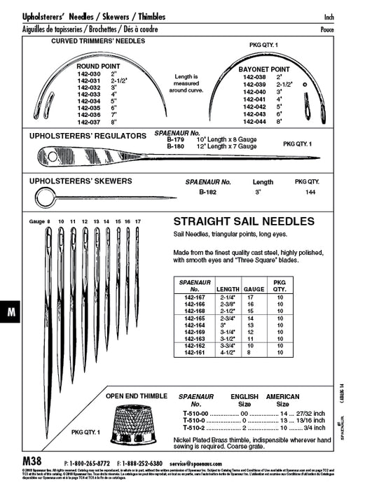 Curved Needle,3 Square Point,Heavy 17GA x 2" LGTH Steel Polished by Spaenaur Inc.