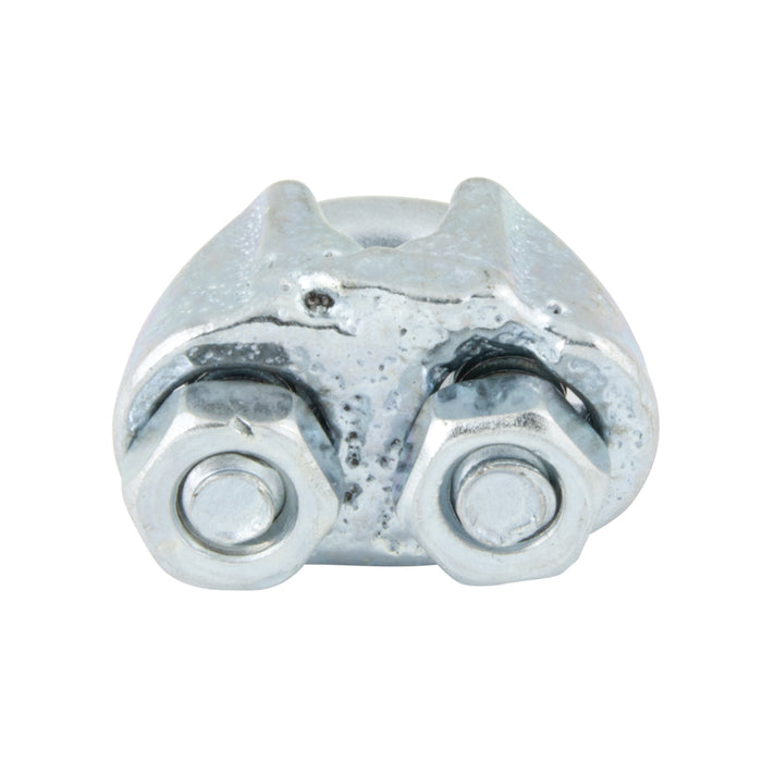 Agrafe pour câble métallique, usage léger pour câble de 7/8 po, base en fonte malléable galvanisée, boulon en U en acier zingué, par Spaenaur Inc.