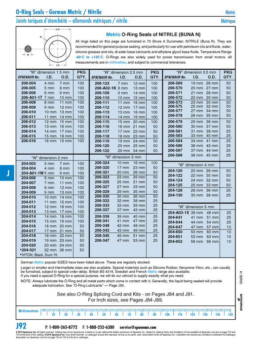 O-Ring, German Metric, 43 mm ID x 49 mm OD x 3 mm Width, 70 Durometer, Nitrile Buna N