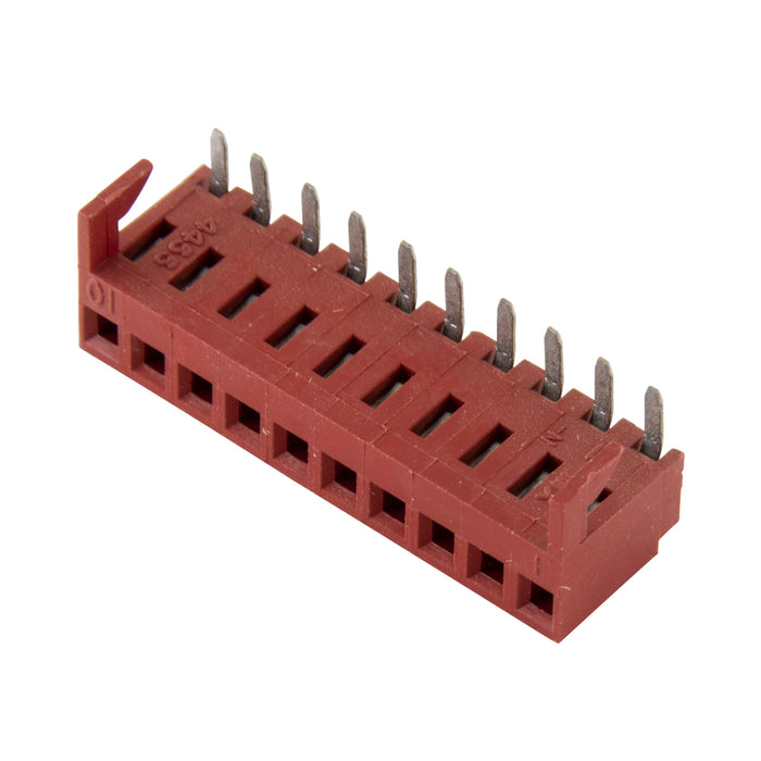 Connecteur pour carte à circuit imprimé Système d'interconnexion Kk Espacement central de 2,54 mm (0,100 po) Série 4455-10Ac Nylon - Rouge Ul 94V-O, broche - laiton étamé, ignifuge par Molex®