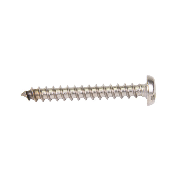 Tapping Screw, Pan Head Slotted Drive, Type AB, #7 x 3/8" Length, Stainless Steel by Spaenaur Inc.