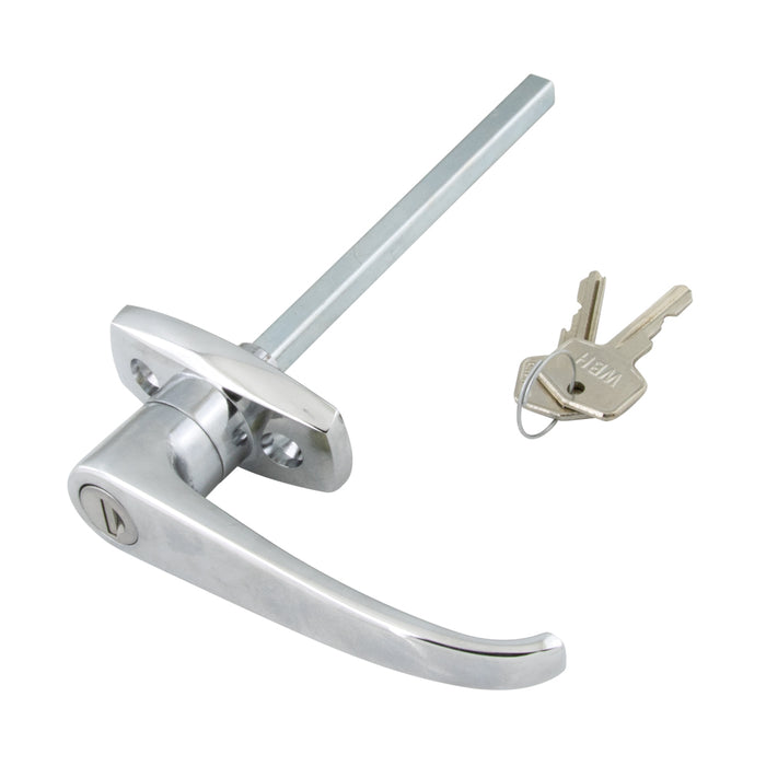 Lever 'L' Handle, Locking, 180 Degree Rotation,Keyed to Differ 5/16" x 4 1/2" Shank, 1 1/2" Hole Centres, Die-Cast Chrome Plated by Spaenaur Inc.