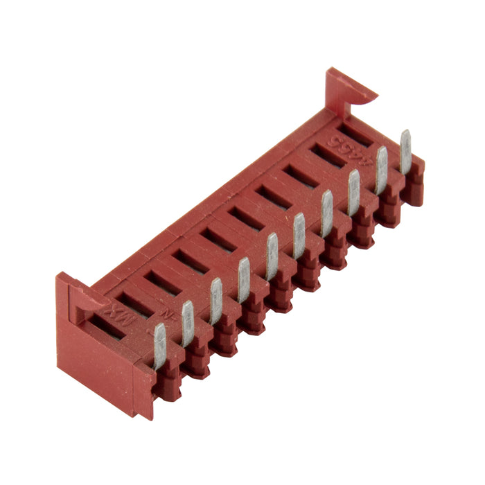 Connecteur pour carte à circuit imprimé Système d'interconnexion Kk Espacement central de 2,54 mm (0,100 po) Série 4455-10Ac Nylon - Rouge Ul 94V-O, broche - laiton étamé, ignifuge par Molex®