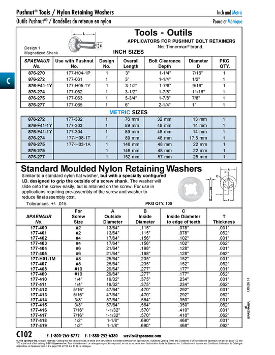 Standard Molded Retaining Washer 47/64" OD x .292" ID x .031 THK Nylon