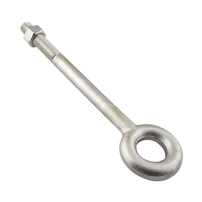 forged Eye Bolt Plain with Hex Nut 5/8"-11 UNC x 4" Shank (2-1/4" Thread LGTH), 1 3/8" Eye ID, 2-1/2" Eye OD, 304 Stainless Steel