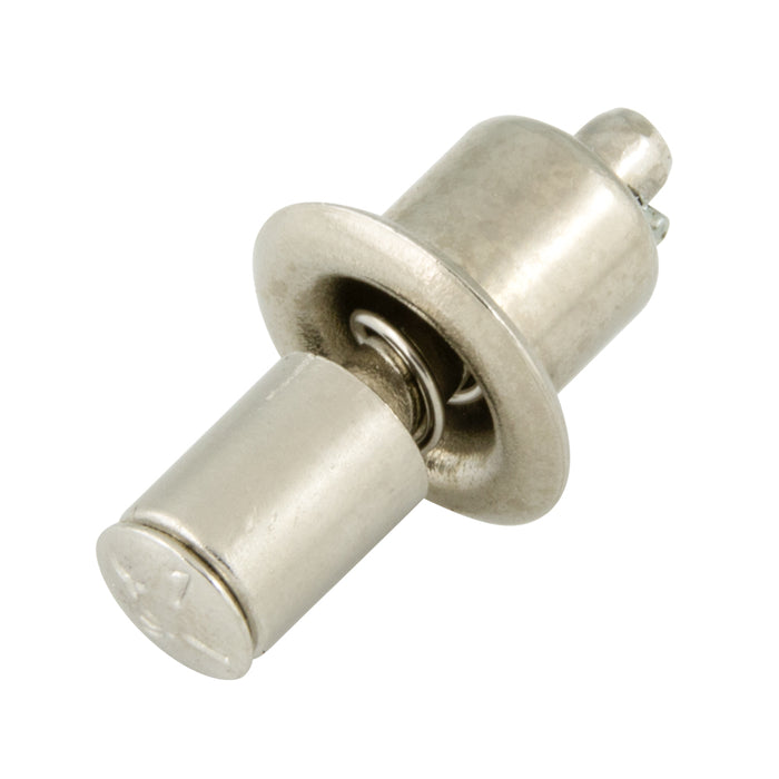 Attache à bouton-poussoir, goujon uniquement. Plage de serrage de 0,090 po à 0,149 po. Acier, nickelé brillant par Spaenaur Inc.
