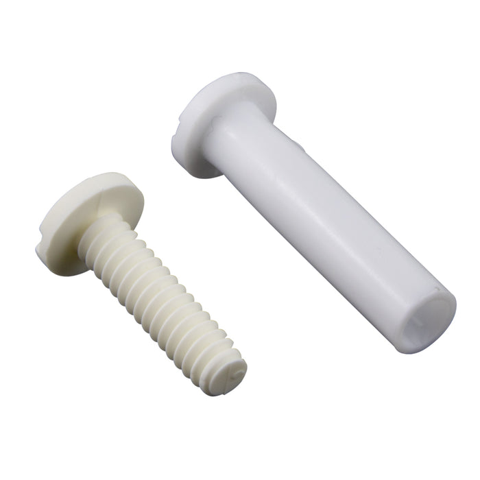 Binder Post & Screw (Nylon), Slot Head, Rapid Assembly, .240" DIA x 1/2" LG Polyethylene Post, White Colour