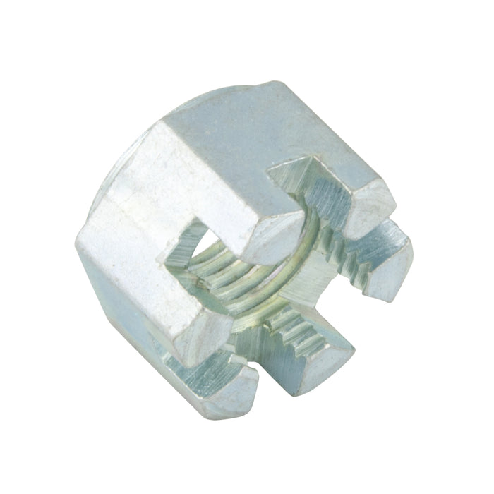 Slotted Thick Finished Hex Nut 7/16"-20 UNF (11/16"AF x 29/64"THK) Steel Zinc Plated ANSI B18.2.2-1986 by Spaenaur Inc.