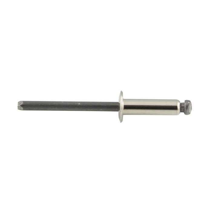 Pop Rivet Dome Head Open End 1/8" D x .515" L (.313-.375" Grip) 300 Series Stainless Steel Plain, Coated Steel Mandrel