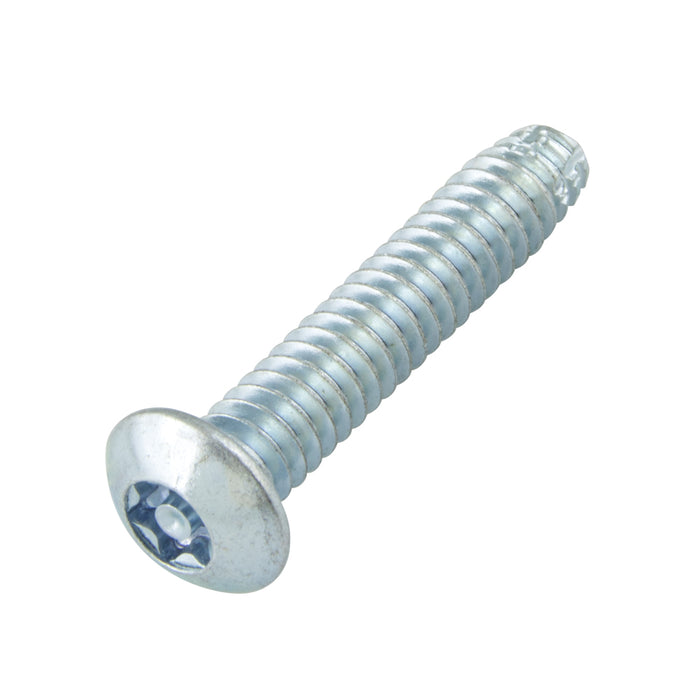 Vis de sécurité à filetage coupé, tête bombée à 6 lobes HD, type F 1/4"-20 UNC x 3/4" LG, empreinte Tr27, corps en acier à faible teneur en carbone, zinguée dure, fabriquée par Spaenaur Inc.