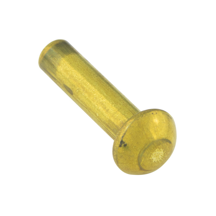Rivet plein, tête ronde, diamètre 1/4 po x longueur 1/2 po, laiton brut, ANSI B18.1.1-1972, fabriqué par Spaenaur Inc.