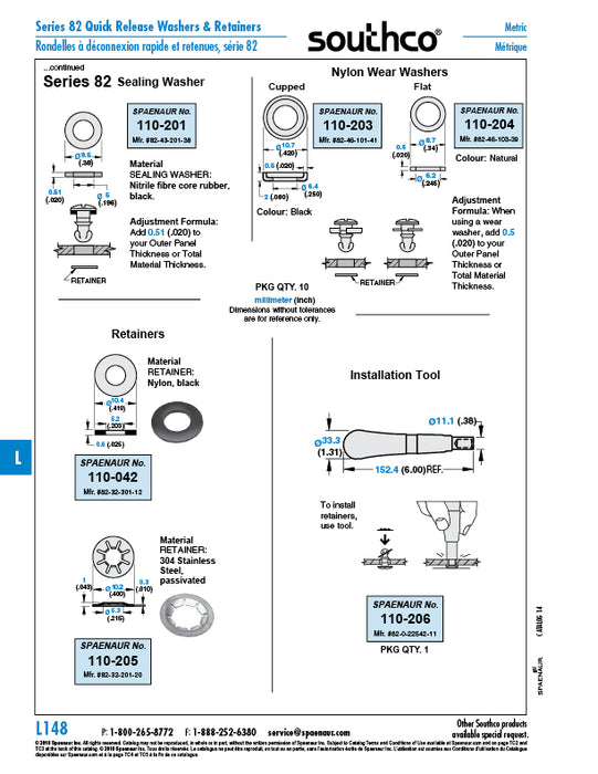 Cupped Wear Washer .420" OD x .250" ID Nylon Black