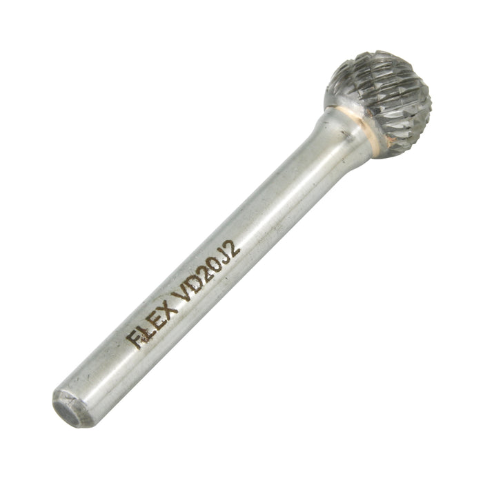 Carbide Burr, Double Cut Ball Shape 1/2" DIA x 7/16" LGTH x 1/4" Shank Hardened Steel Shank, Tungsten Carbide Tip by Spaenaur Inc.