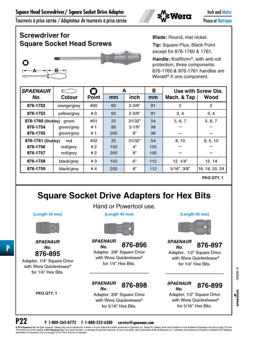 Adapter for 1/4" Hex Bit 1/2" Square Drive Steel
