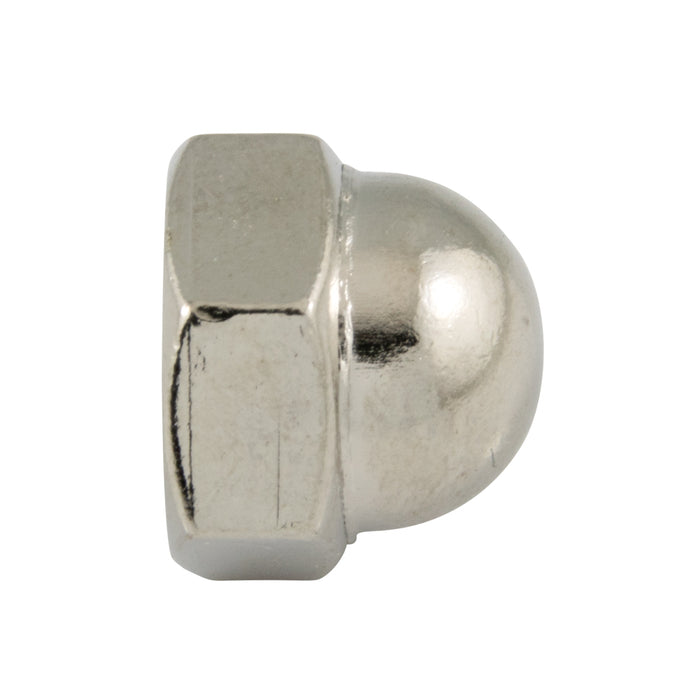 Cap Nut, M8 x 1.25 mm, 13.0 mm WAF, 15.0 mm THK, Steel Nickel Plated, DIN 1587