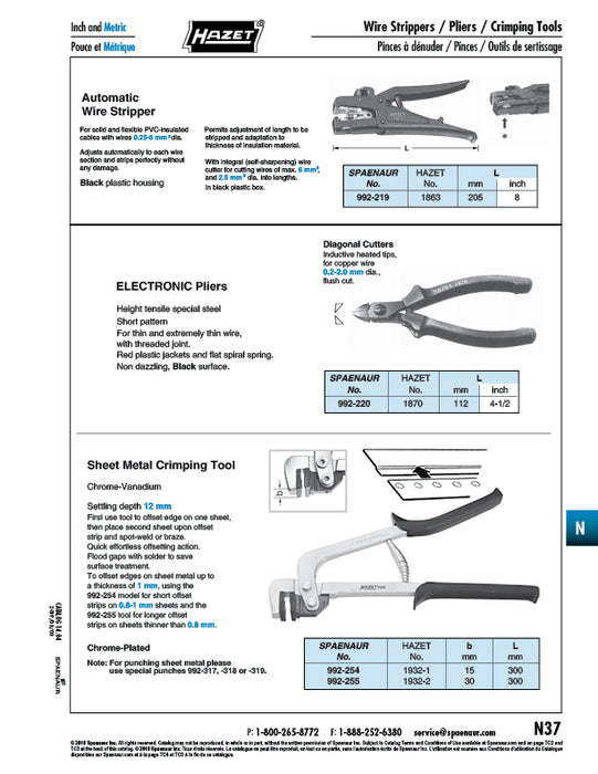 Sheet Metal Offset Crimping Tool for 0.8-1mm Sheet Metal (12mm Depth 15 mm Width x 300 LONG Chrome Vanadium Chrome Plated by Spaenaur Inc.