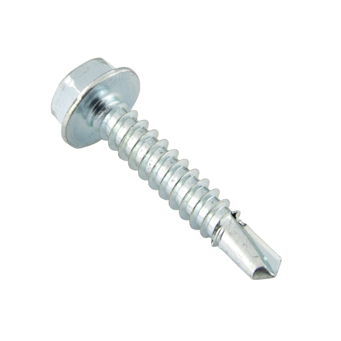 Teks Point 3 Self-Drilling Screw, Hex Washer Head, #12-14 x 2" Length, Carbon Steel CLIMASEAL® Corrosion Resistant Coating