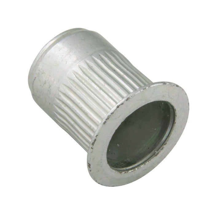 A-L Series Knurled Threaded Insert Standard Open End M5 x .50-3.3mm Grip Steel, Trivalent Zinc Plated