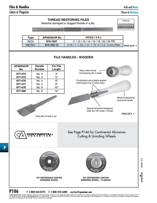 File Handle with Threading Insert for Flat/Round Files And 8" Files #5 Wood