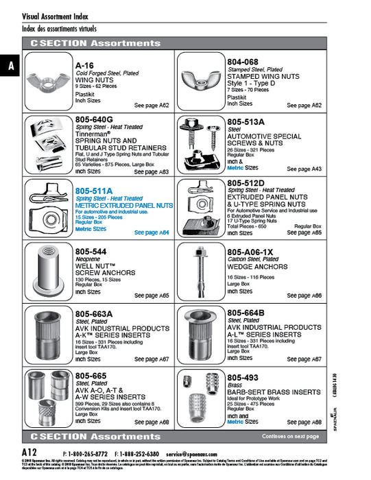 Assortment Of Threaded Inserts A-K Series with Installation Tool In Metal Box