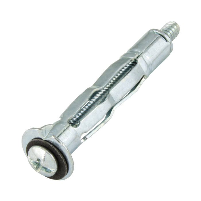 Wallgrip Screw Anchor, 1/4"-20 (1/8"-5/8" Grip Range) 1/2" Drill Size, Steel Zinc Plated