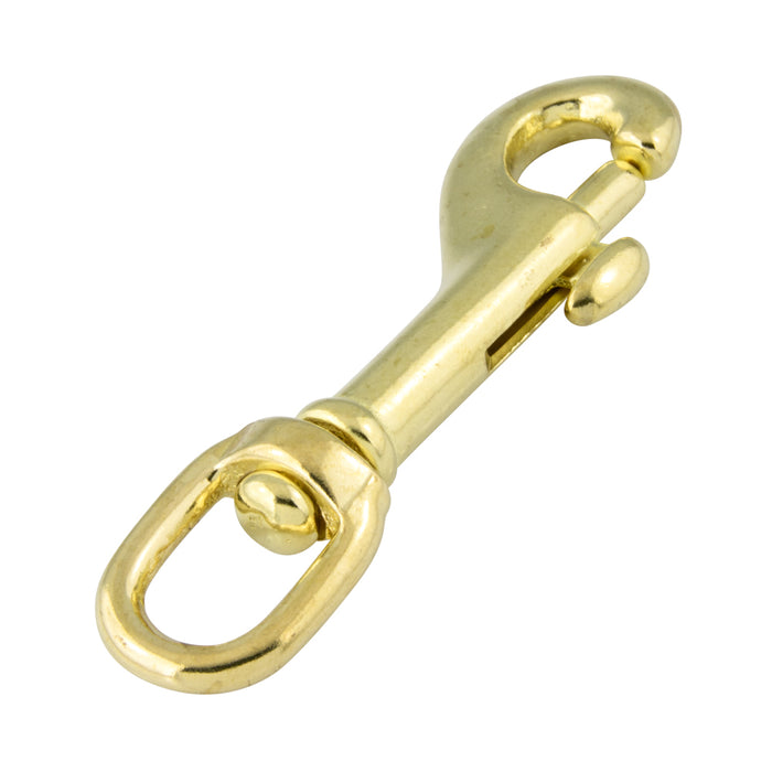Bolt Snap, Swivel Round Eye 3/8" Eye, 3" Oal, 1/4" Snap Opening Cast Solid Brass Plain