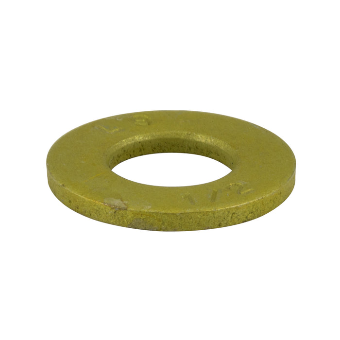 Flat Washer Round .599/.589" ID x 1.186/1.149" OD x .112/.090" THK for 9/16" Bolt L9 Steel Alloy Zinc Dichromate (Gold Colour)