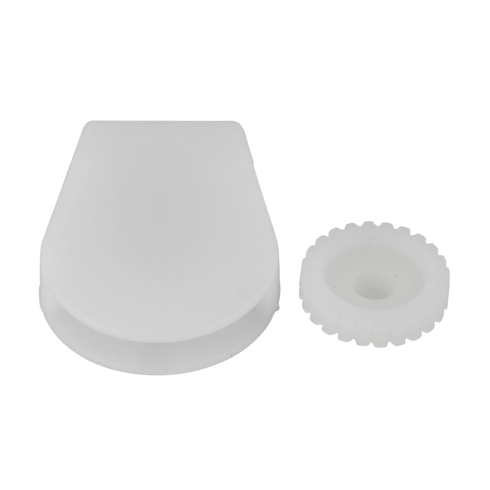 Cord Buckle (2 Parts - Holder & Locking Wheel) for 3mm-4mm Cord Delrin 500 Plastic White by Spaenaur Inc.