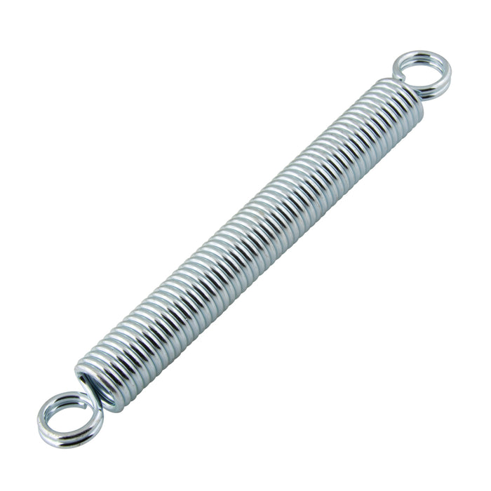 Ressort utilitaire, type à extension, extrémités centrées à double boucle, diamètre extérieur 9/16 po, longueur totale 9 po, calibre 0,080 po. Fil MB Hrd Drawn Spr STL fil zingué par Spaenaur Inc.