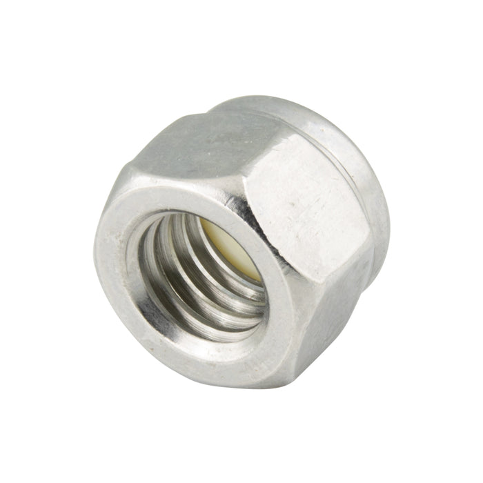 Fujilok Hex Finished Full Lock Nut W/STainless Steel Insert M6 x 1.0 (10mm WAF x 5.1mm THK) AISI-304 Stainless Steel Passivated