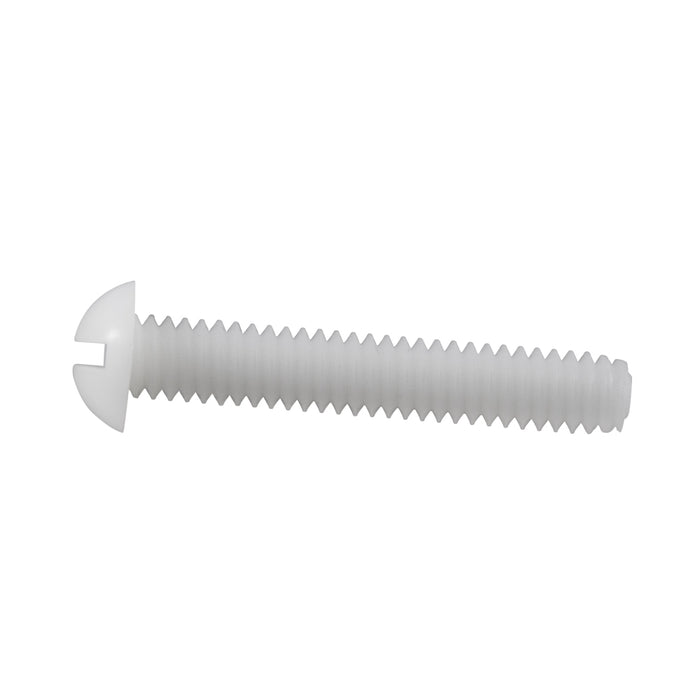 Machine Screw, Round Head, Slotted Drive, #10-24 UNC x 1/4" Length, Nylon Natural by Spaenaur Inc.
