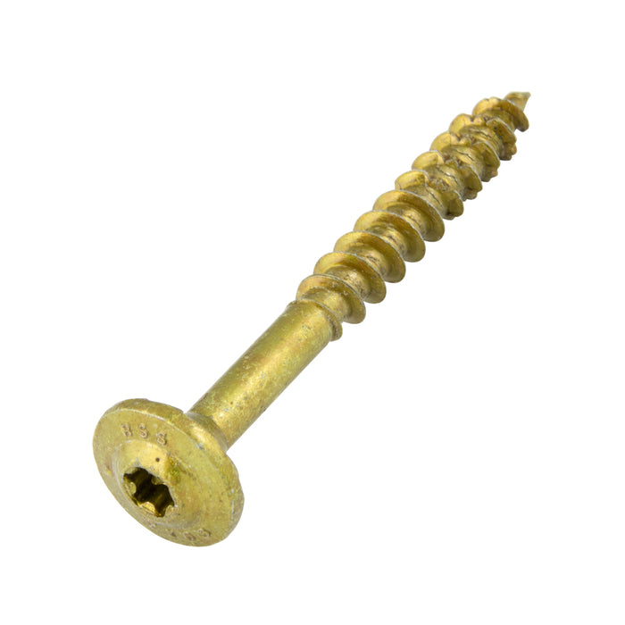 RSS Lag Screw, Round with Washer Head, Torx T30, 0.280" x 5-1/8"(7.0 mm x 130 mm), Low Carbon Steel Yellow Zinc Plated