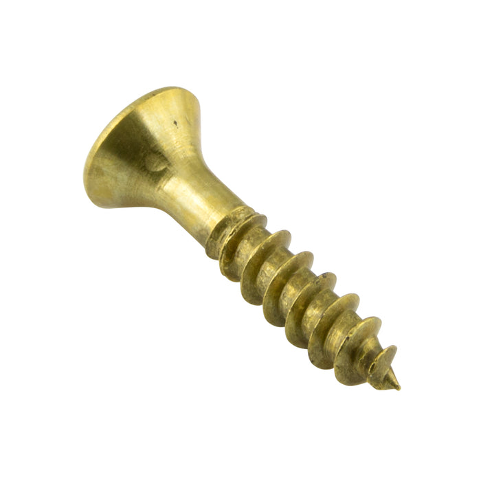 Wood Screw, Flat Head, Square Socket, #12 x 2" Length, Brass, ASME/ANSI B18.6.1