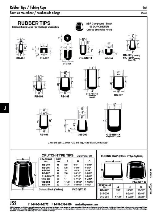 Rubber Tip 5/32" ID x 23/64" OD x 9/16" O/A Hgt Sbr Black, 60 Duro by Spaenaur Inc.