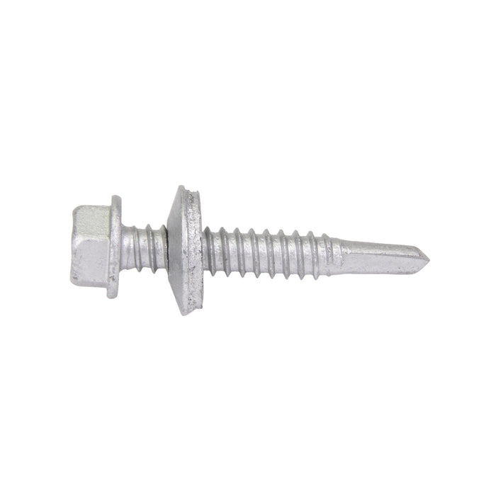 Teks Point 3 Self-Drilling Screw, Hex Head with Bonded Washer Head, #14 x 1-1/2" Length, Low Carbon Steel Mechanical Zinc with Oxyseal Coating by Spaenaur Inc.