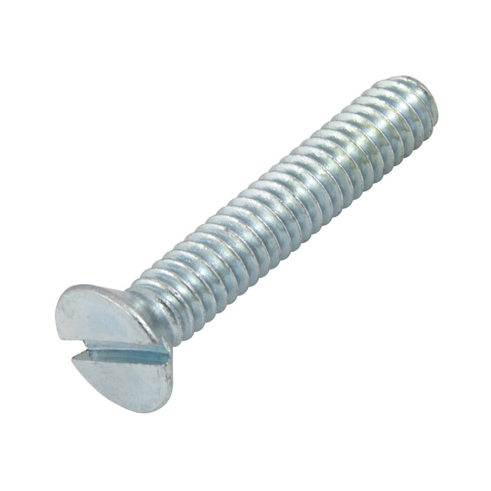 Machine Screw, Flat Head, Slotted Drive, M1.6 x 0.35 mm UNC x 6 mm Length, Steel Zinc Plated by Spaenaur Inc.