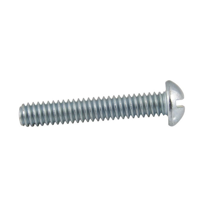 Machine Screw, Round Head, Slotted Drive, #10-24 UNC x 1/4" Length, Steel Zinc Plated
