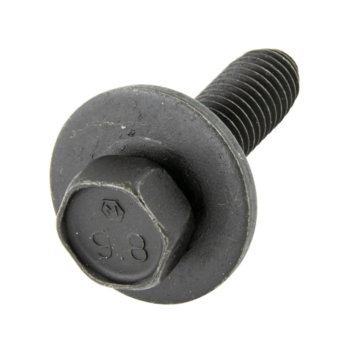 Sems Machine Screw Indented Hex Hd, With 1" OD Flat Washer, Dog Point, 3/8"-16 UNC X 1 3/16" Length, Low Carbon Steel, Phosphate & Oil by Spaenaur Inc.