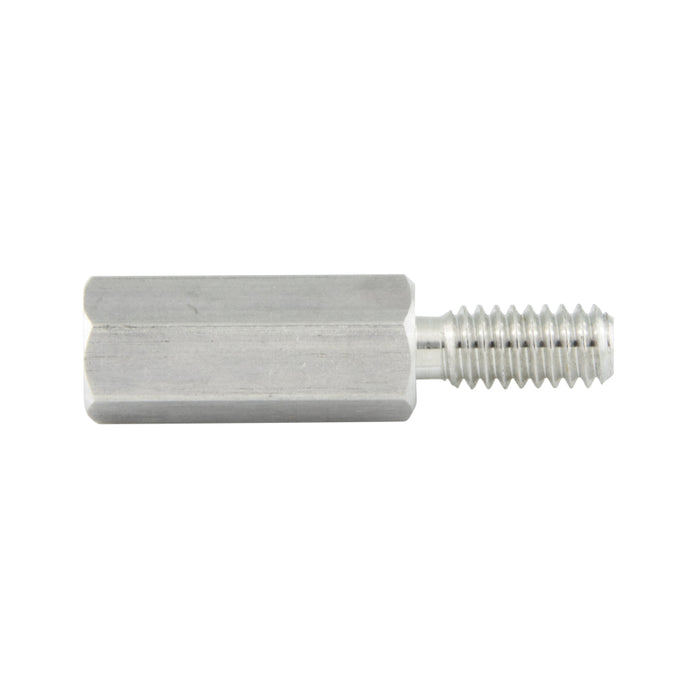 Hex Spacer, Male/Female Threaded, Hole Depth 3/8", Stud LGTH 1/4", #6-32 UNC, 1/2" LGTH, 1/4" A.F. Aluminum Alloy 2011T3