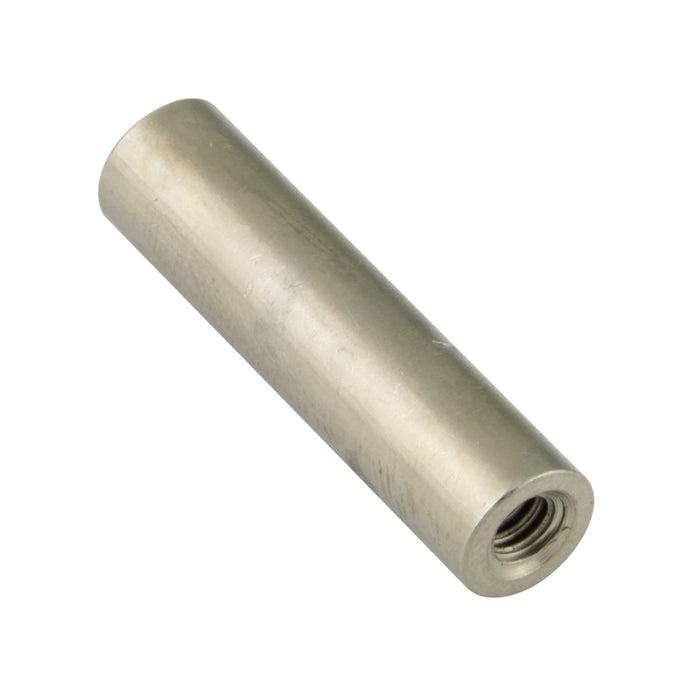 Round Spacer, Tapped, Seamless, #8-32 UNC, 1/4" OD x 1/2" LONG, Brass, Nickel Plated Machined From Brass Rod