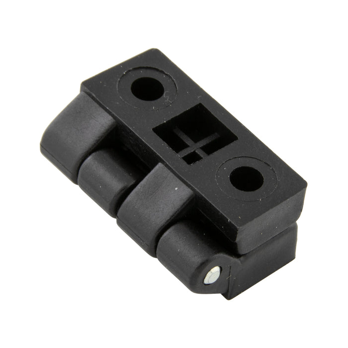 Plastic Hinge, Through Holes Exterior Mounting 1.26" x 1.26" x .28" Thermoplastic Material, Black Stainless Steel Pin