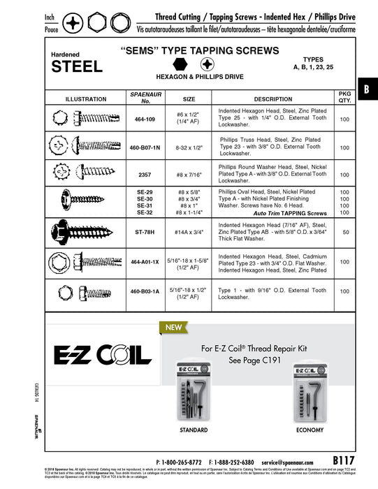 SEMS Tapping Screw Phillips Oval #6 Trim HD with Finishing Washer #8 x 1 1/4" LG, Type A Low Carb Steel Case Hard Nickel Plated by Spaenaur Inc.