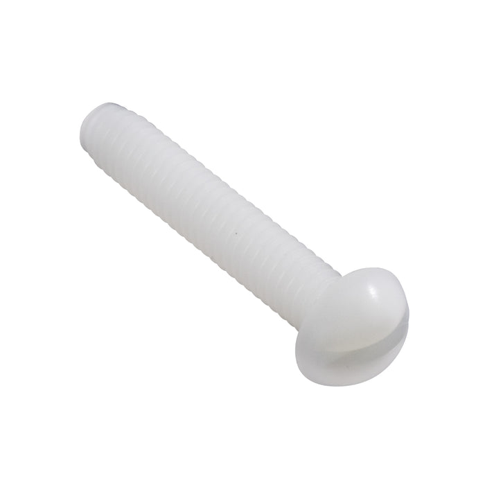 Machine Screw, Round Head, Slotted Drive, #10-24 UNC x 1" Length, Nylon Natural by Spaenaur Inc.
