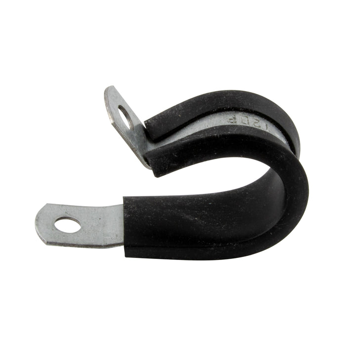 Double Tube Clamps - Closed Type (PVC Insulated) 9/16" Tube DIAs., .687" C to C Steel Hot Dipped Galvanized Black Vinyl Cushion