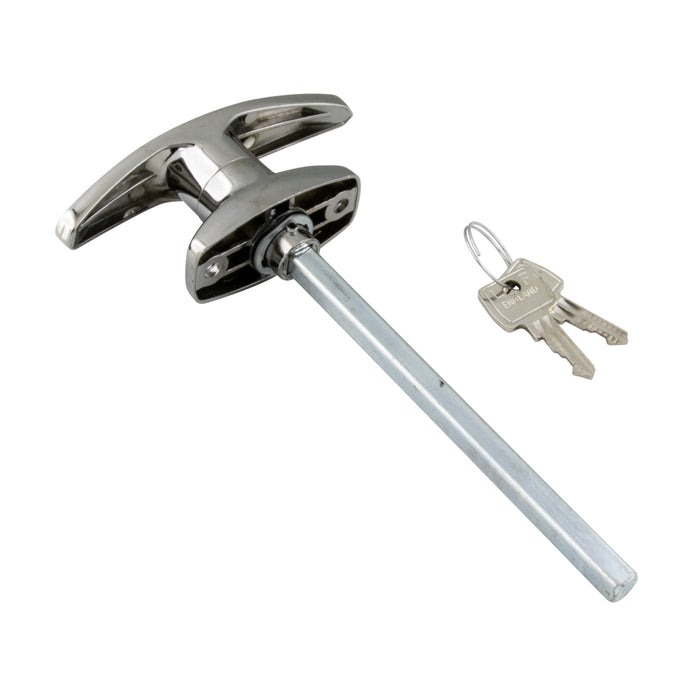 Locking T Handle, Keyed to Differ, 90 Degrees Cw to Open 1 3/4" Hole Centres Die-Cast, Bright Chrome Pl by Spaenaur Inc.