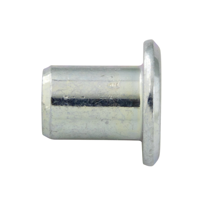 Écrou borgne Rampa® de type RFL, empreinte hexagonale de 4 mm, M6 x 1,00 mm, diamètre de tête de 15 mm (tête plate), diamètre du corps de 9 mm x longueur sous tête de 18 mm, en acier zingué par Rampa®
